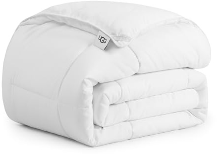 UGG Danielle Twin Comforter Duvet Insert Cooling Lightweight Down Alternative Hypoallergenic Machine Washable Quilted Fluffy Comforter Blanket with Corner Tabs for Duvet Cover, Twin, Bright White