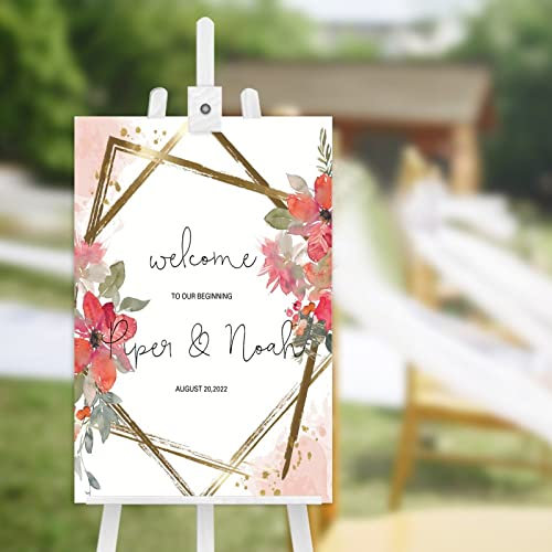 Affiche de bienvenue à notre mariage en bois - Panneau de bienvenue au mariage vertical - Panneau de mariage en bois pour cérémonie - 45,7 x 30,5 cm