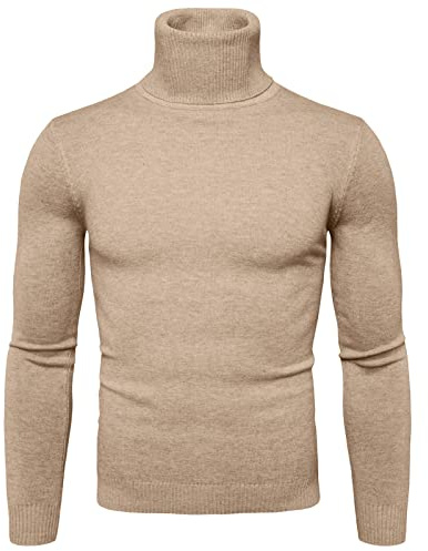 Felpa girocollo lunga da uomo con collo alto morbido maglione lavorato a maglia elasticizzato slim fit caldo maglione collo alto da uomo camicia slim pullover, 0A-B, M