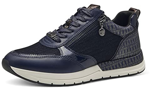 Tamaris Damen Low-Top Sneaker, Frauen Halbschuhe,Wechselfußbett,schnürschuhe,schnürer,Plateausohle,Halbschuhe,Sportschuhe,Navy Comb,38 EU