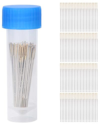 Set de 100 Agujas de Coser a Mano, Metal, para Punto de Cruz, Bordado, Costura con Ojo Grande, Nº 26, con Caja de Almacenamiento
