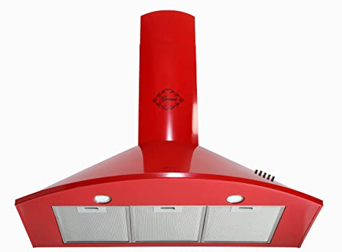 GURARI 046 Hotte aspirante Rouge 90 cm - Hotte de Cuisine Absorbant 1000 m³/h - Hotte Décorative Murale 3 niveaux