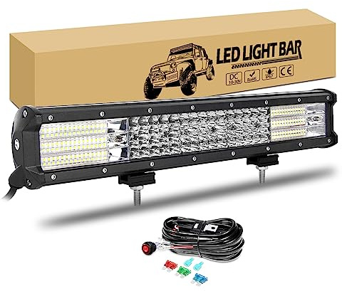 RIGIDON LED Arbeitsscheinwerfer 18 Zoll 45 cm 450W mit 12V Kabelbaum Kit | Zusatzscheinwerfer Offroad Scheinwerfer Wasserdicht Lightbar für 4x4 Auto SUV ATV UTV Traktor, 6000K Weiß Led Arbeitslicht