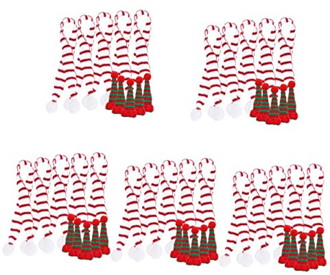 Gadpiparty 25sätze Mini Weihnachtsmützen Und Schals Teiliges Handgefertigte Strickmützen Für Flaschen Weihnachtsbaumdekoration Und DIY-projekte Rote Und Grüne Nikolausmützen Mit Roten