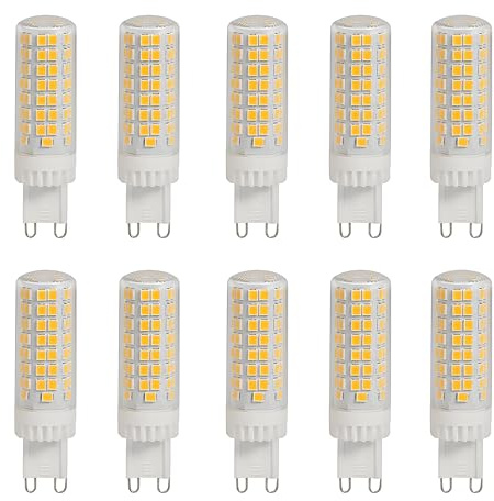 G9 LED Lampe 10W Warmweiß 3000K - Ersatz 50W-100W Halogenlampe, Sockel, Kein Flackern, Nicht Dimmbar für Kronleuchter, Deckenleuchten, Wandleuchten - 1000LM, AC 220-240V, 10er Pack