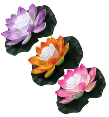 ABOOFAN 3er-Sets Buddha-lotusblumen-poollicht Wunschlicht Für Gartenteich Im Freien Romantische Dekoration Gelb 3 Stück * 3