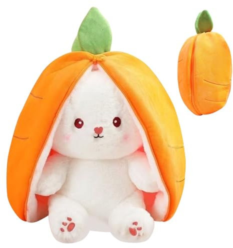 MUNSKT 2024 New Rabbit Muppet Toys,Soft Plush Toy 25cm Carrot Strawberry Plushies Doll with Zipper Decoration for Birthday Easter Valentines,Rabbit Plush for Girls Boys Children's Day Gifts (Yellow)