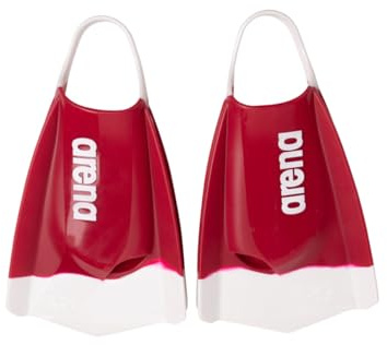 Arena Powerfin Pro II - Pinne unisex per adulti, in silicone, con lama corta, personalizzabili, sinistra/destra, colore: rosso cardinale/bianco, taglia 38-40
