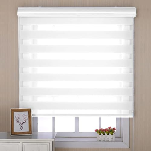 Tag Nacht Rollo 80 x 225 cm Sichtschutz Und Sonnenschutz Klemmfix Rollos für Fenster Innen Einfache Montage, Pflegeleich für Fenster & Balkontür, Weiß