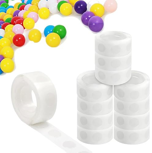 CYZBL 16 Rotoli Extra Forti Palloncini Punti di Colla Nastro, 1600 Pezzi Punti di Colla Su Entrambi I Lati per Palloncini, Punti Adesivi Rimovibili per Compleanni Feste di Matrimonio (12)
