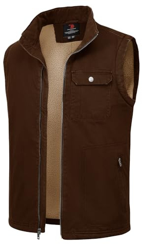 Rdruko Herren-Winterweste, Oberbekleidung, Sherpa-Futter, Fleece, warme Baumwolle, Arbeit, Freizeitweste | Baumwolle, Thermo, durchgehender Reißverschluss, Stehkragen, 4 Taschen, Freizeit, Arbeit, Reisen, Winter, Herbst