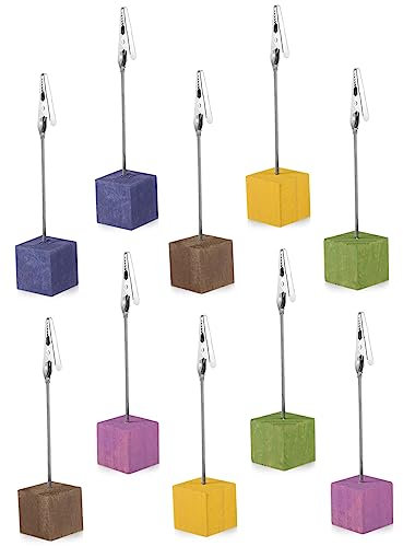 CANIGHT Holzsockel Memo-clips Fotoclips Mit Holzsockel Kreative Memohalter Bildclips Mit Würfelsockel Nachrichtenclips