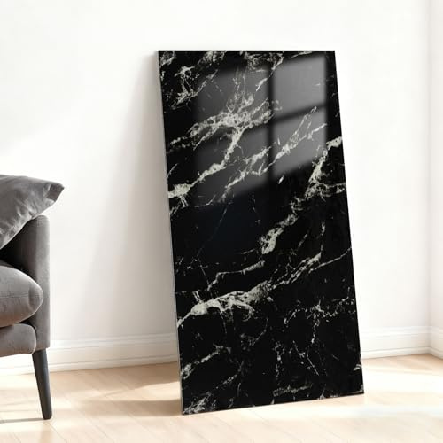 Alened Pegatinas para Azulejos Negras 60x30cm/10pcs, Azulejos Autoadhesivos de Pared Mármol, Despegar y Pegar Azulejos para Baño Cocina Salpicadero Impermeables Removibles