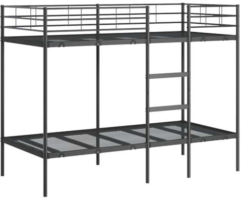 vidaXL Våningssäng utan madrass svart 100x190 cm stål