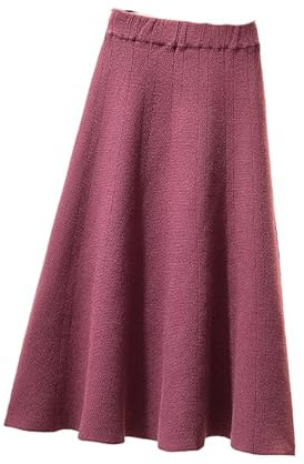 Falda De Punto Mujer - Falda Midi De Punto Para Mujer, Faldas Plisadas De Cintura Alta, Moda Otoño-Invierno, Falda Elegante Ajustada Que Combina Con Todo, Falda De Corte A, Color Rojo, Talla Única
