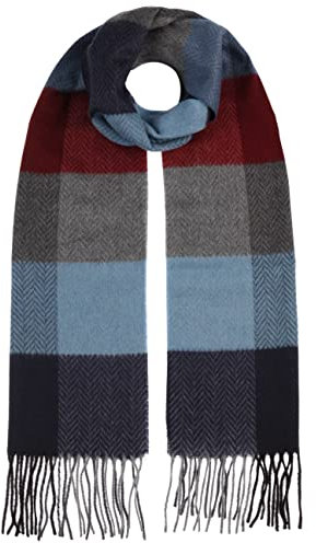 Lipodo Colour Check Fransenschal Winterschal Damen mit Karomuster Streifen und Fransen Made in Germany Herbst/Winter blau One Size