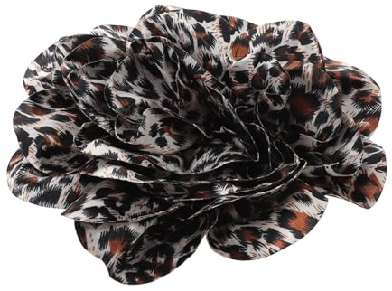 Holibanna Französische Satin Brosche Leopardenmuster Große Stoffblume Anstecknadel Leicht Damen Bankett Party Hochzeit Kleidung Accessoire