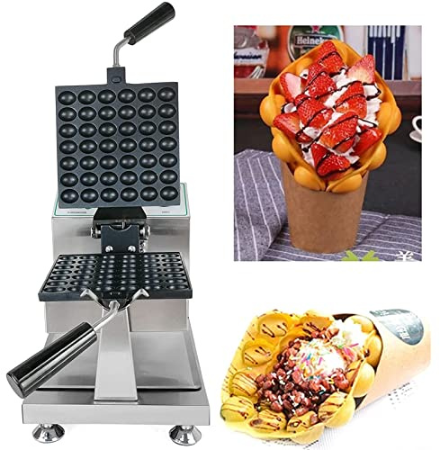 1200W Multifunción antiadherente para el hogar, mini gofres redondos comerciales de acero inoxidable, oblea de huevo torneada eléctrica, waffles de burbujas