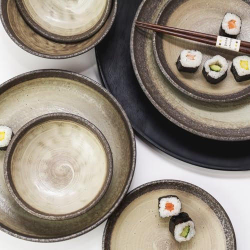 KULINA Salatschale NIN-RIN, 28,5 cm, 1,2 l, Keramik, handgemachte Glasur, für kalte & warme Speisen by MIJ