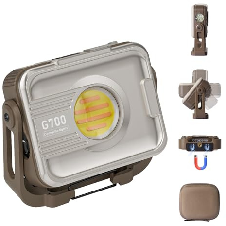 ERAY Projecteur LED Rechargeable 1200 Lumens - Batterie 6000mAh, 7 Modes Éclairage, Étanche IP54, Aimant/Crochet, Lampe de Travail Portable pour Camping/Atelier/Urgence/Chantier/Garage