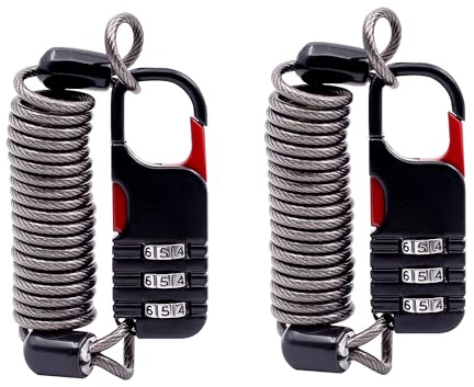 UP Security Petit cadenas à combinaison avec câble rétractable (91 cm), cadenas à câble fin à code, pour bagages de voyage, valises, sacs à dos, sacs, fermetures éclair, vélo, casque de moto antivol