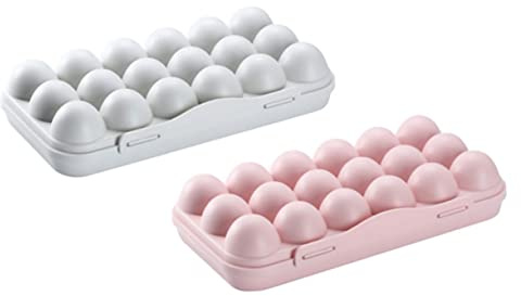 LALAFINA Scatola la Conservazione delle Uova 2 Pezzi, Contenitore per Uova in Plastica Pp 18 Scomparti, Sicuro e Salvaspazio per Frigorifero in Cucina