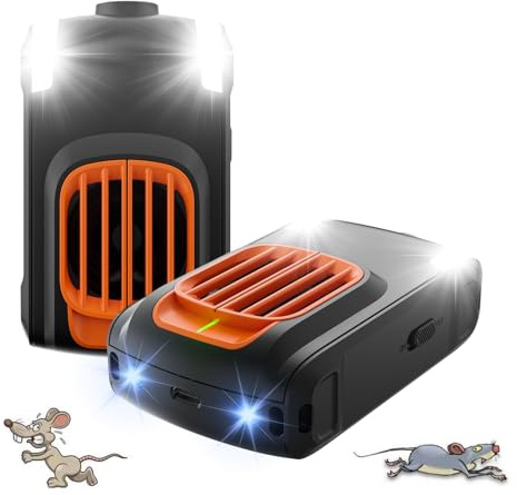 Effective Ultrasonic Rodent Repellent for underhood car Engines, for House, Garage, Kitchen, Attic, 2 Pack Rodent Mice Rat Repellent Plug in Electronic Rat Pest Deterrent with 4 Strobe Lights,