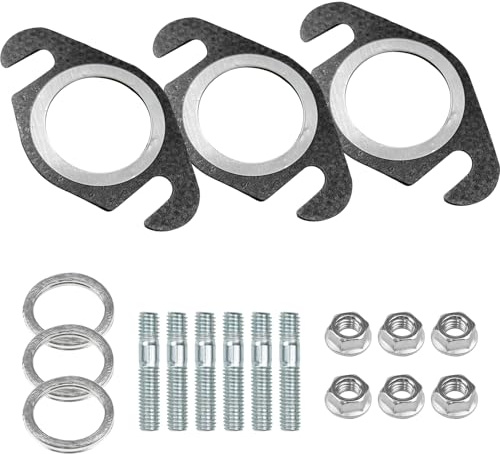18 Stück Auspuffdichtung, Auspuff Dichtung, Auspuff Stehbolzen Krümmer Dichtung, Inklusive Unterlegscheiben, Bolzen und M6-Muttern, für Yamaha Zweitakt 50 Hubraum
