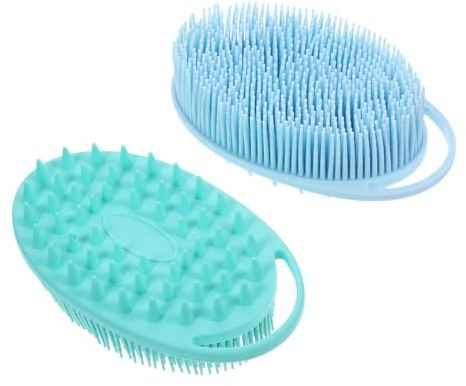 Cabilock 2stücke Silikon Körperschrubber mit Peeling-funktion Weicher Körperbürste für Dusche Schnell Trocknend Doppelseitig für Haar Körperreinigung Praktisch für Hauttypen