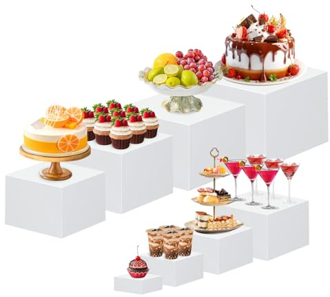 Ysislybin Set di 8 Alzata per Torte, Alzata per Buffet, Porta per Torte in Acrilico, Supporto per Dessert con Base Cava, Espositore per Alimenti, Contenitore per Decorazioni, Dolci, Cosmetici e Aromi