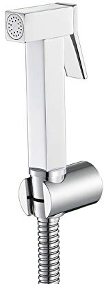 Handheld Bidet Sprayer for Toilet, Chrome Portable Cloth Diaper Sprayer Set Brass Bathroom Bidet Sprayer Kit with Holder for Personal Hygiene, Bathing Pet,PVC Hose(Stainless Steel Hose)