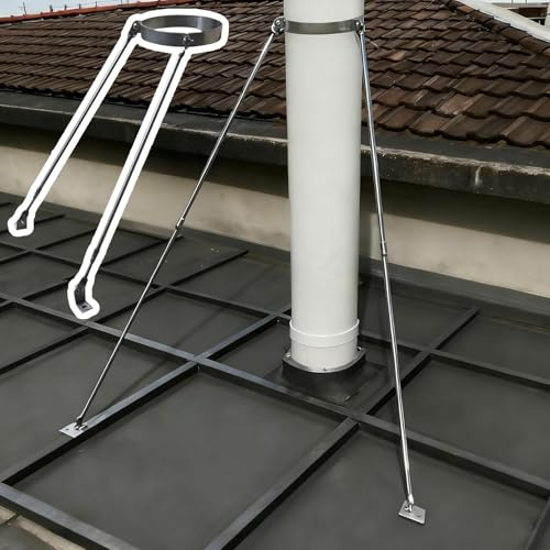 Stove Pipe Brace Chimney Flue Support Bracket, 6 7.8 8 10 12 Universal Extended Fixing Holder for Wood Stove, Weatherproof Furnace Pipe Rod Kit(150mm (6) Dia)