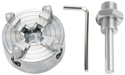 Getdoublerich Drehfutter Dual-Mode, 3-Backen, 4-Backen, Holzbearbeitungsfutter, 50-80 mm mit Verbindungsstange, Hochholzdrehklemmen-Set