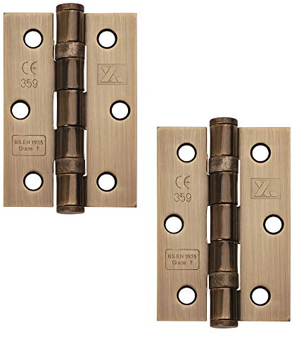 Excel XL965-ANB Pair of 3 Grade 7 Door Hinges, Antique Brass