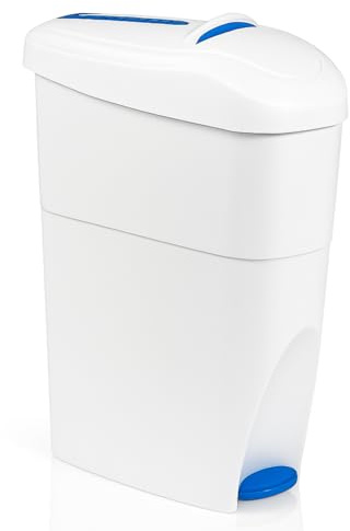 Blanc HYGIENIC Damenhygiene-Behälter mit Fußpedal 15 Liter | Geschlossener Damenhygiene-Abfallbehälter, Fußpedal, geruchshemmend & abwaschbar