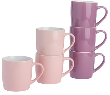 Argon Tableware Farbige Kaffeetassen - 350ml - Packung Von 6 - Pink/Lila
