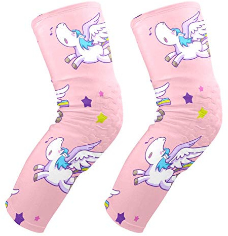 EZIOLY Knieschoner mit Cartoon-Motiv Pegasus Sterne, Pink, Basketball, Volleyball, Wabenbein, Knieschoner, gepolstert, für Herren und Damen