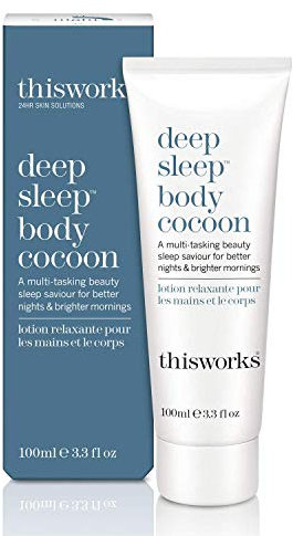 This Works Deep Sleep Body Cocoon, 100 ml - Body Lotion with Soothing Shea Butter to Support Dry Skin - Nourishing Body Moisturiser Infused with Lavender and Camomile Essential Oils for Restful Sleep
