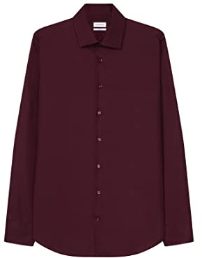 Seidensticker Business skjorta för män, strykfri skjorta med mycket smalt snitt – X-Slim Fit – långärmad – Kent-krage, Bordeaux (49), 42 SE