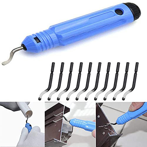 Entgrater Werkzeug Universal, Tragbare Handentgrater-Werkzeugsatz mit 10 Stück Ersatzklingen Entgrater Set für Kunststoff, Aluminium und Edelstahl