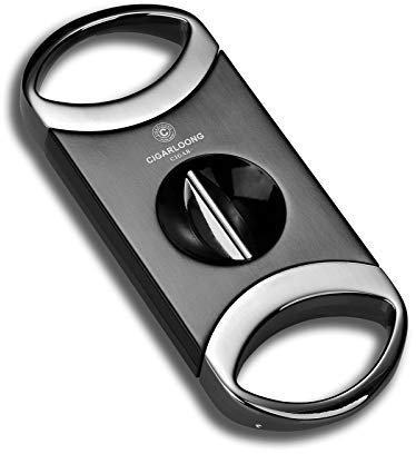 Sigarloong Tagliasigari a V con lama affilata retrattile, perfetta ghigliottina per sigari (colore nero)