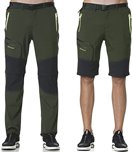 SOLOYEE Pantalon de Outdoor Randonnée Confortable pour Hommes,avec Jambes Détachables Shorts Escalade Marche Casual Pantalon, Vert, XL