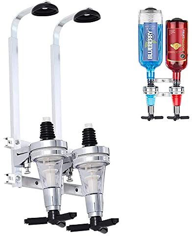 Doppelkopf Dispenser Flaschenhalter,Wand Montierter Flaschenhalter,Bar Wandmontage Spender Spirituosen,Aluminium Flaschenhalter Dosierer,Geeignet Für Familien,Bar,Barkeeper Liebhaber(2 Kopf)