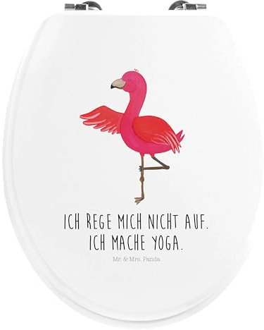 Mr. & Mrs. Panda Motiv WC Sitz Flamingo Yoga - Geschenk, Toilette, WC-Sitz, Toilettendeckel, Yogi, Ärger, Klodeckel, Klobrille, Vogel, Achtsamkeit
