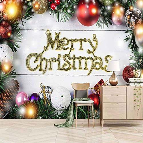 FVGKYS Wandbilder Schlafzimmer Erwachsene Kinder Tapete Plakate 3D Bunte Weihnachtskugeln Zum Aufhängen Selbstklebend Wandgemälde Wandtattoo Kunst Dekoration Für Wohnzimmer Küche Wanddekoration 350x25