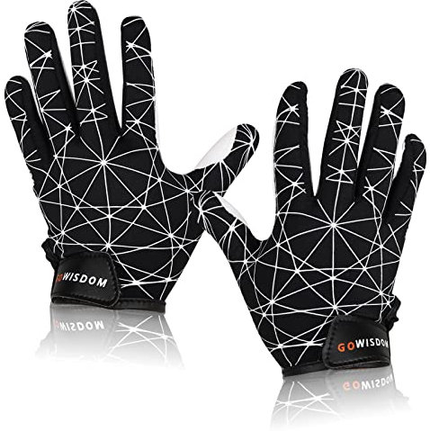 GOWISDOM Sport ungdom fotboll mottagarhandskar, barn silikon grepp fotbollshandskar med superpinne, svart, XS/S (14–15 cm)