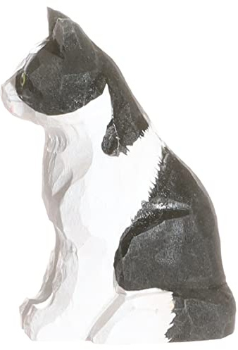 Wudimals - 40623 - Bauernhoftiere, Katze, Holz, handgeschnitzt, handbemalt, 5,1cm x 3,8cm