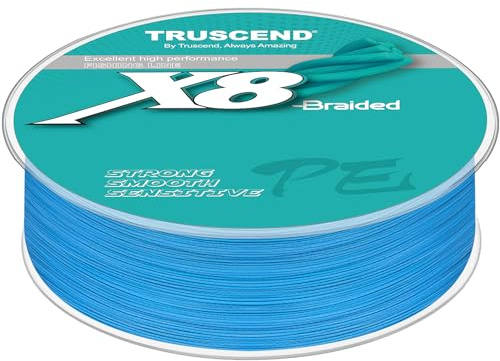 TRUSCEND X8 Geflochtene Angelschnur, Strapazierfähige und Hochwertige PE-Geflechtschnur für Profis, Dünner und Geschmeidiger, Unverzichtbare Ausrüstung für Süßwasserangler, Angelgeschenk für Männer