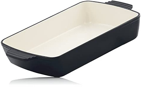 Mahlzeit Cazuela Rectangular de Hierro Fundido Esmaltado Blue Berry | 3,8 Litros | Recipiente para Lasaña, Platos para Horno, Fuente para Horno | Molde para Gratinar | Fuente de Cocinar