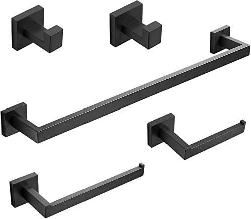 Ecoodisk Conjunto de Accesorios de baño, 5 Piezas de Acero Inoxidable Juego de Hardware de baño montado en la Pared, Set de Colgante de Hardware del Inodoro